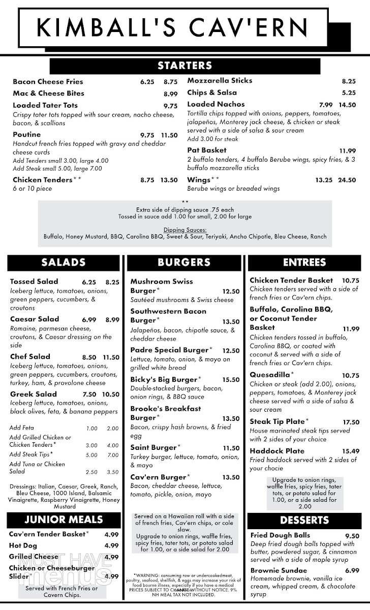 Cavern Sports Bar & Grill Menu-1